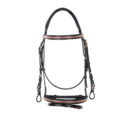 Equestro English clincher leather bridle colour rose gold