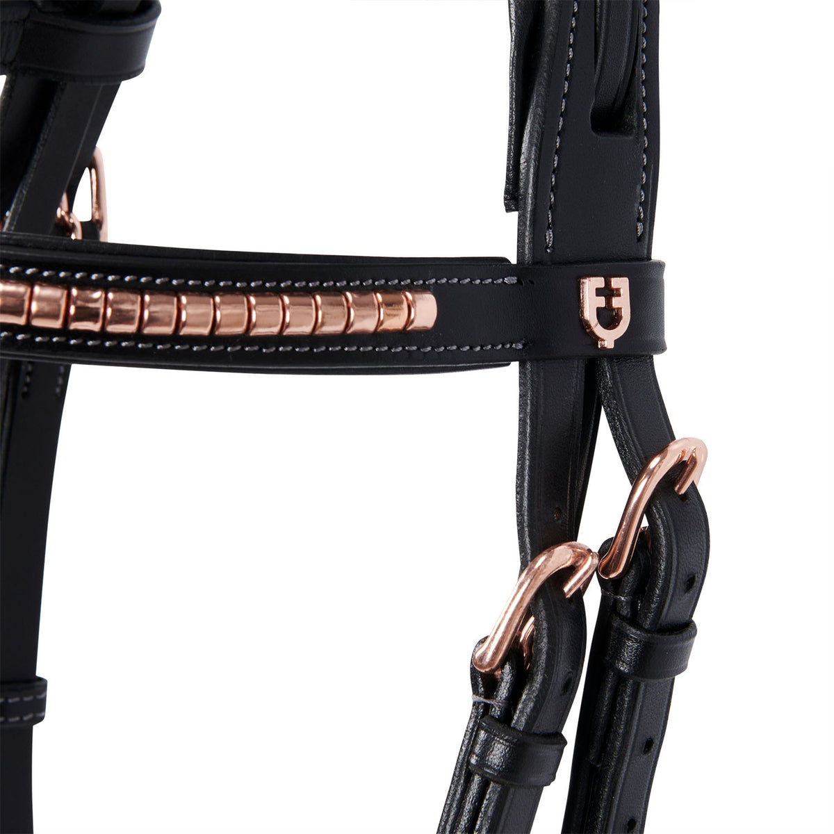 Equestro English clincher leather bridle colour rose gold