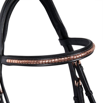 Equestro English clincher leather bridle colour rose gold