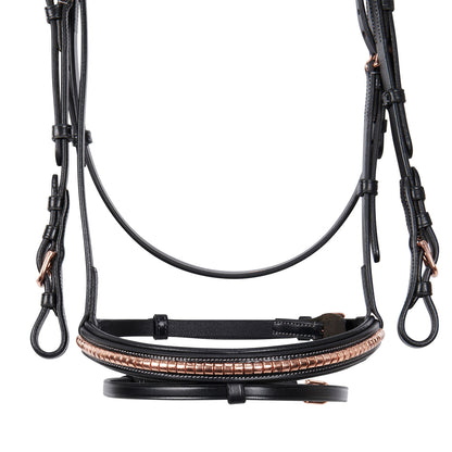 Equestro English clincher leather bridle colour rose gold