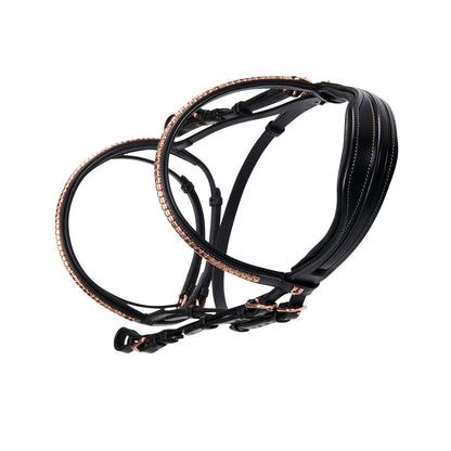 Equestro English clincher leather bridle colour rose gold