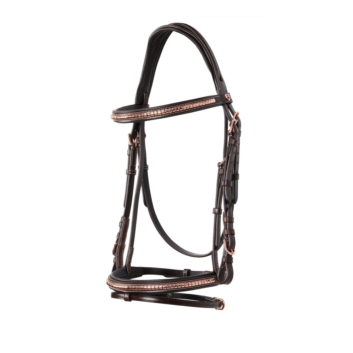 Equestro English clincher leather bridle colour rose gold
