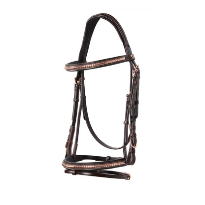 Equestro English clincher leather bridle colour rose gold
