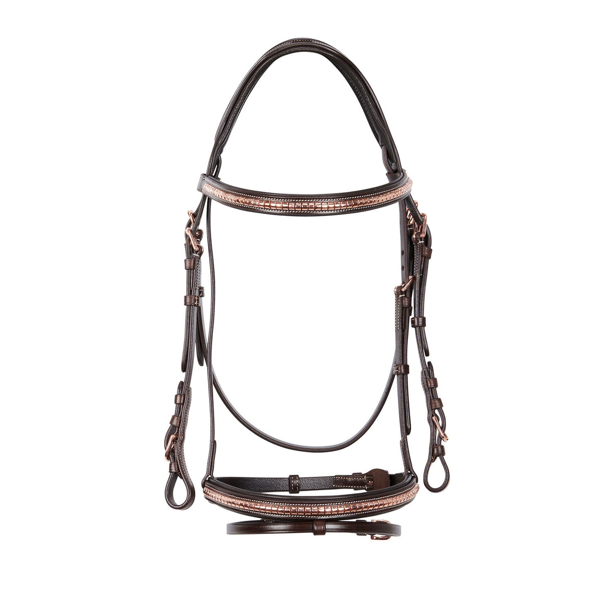 Equestro English clincher leather bridle colour rose gold