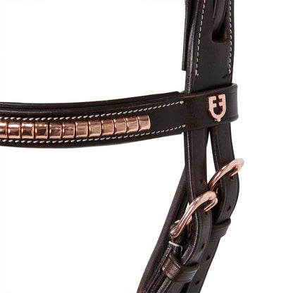Equestro English clincher leather bridle colour rose gold