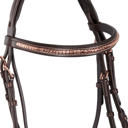 Equestro English clincher leather bridle colour rose gold