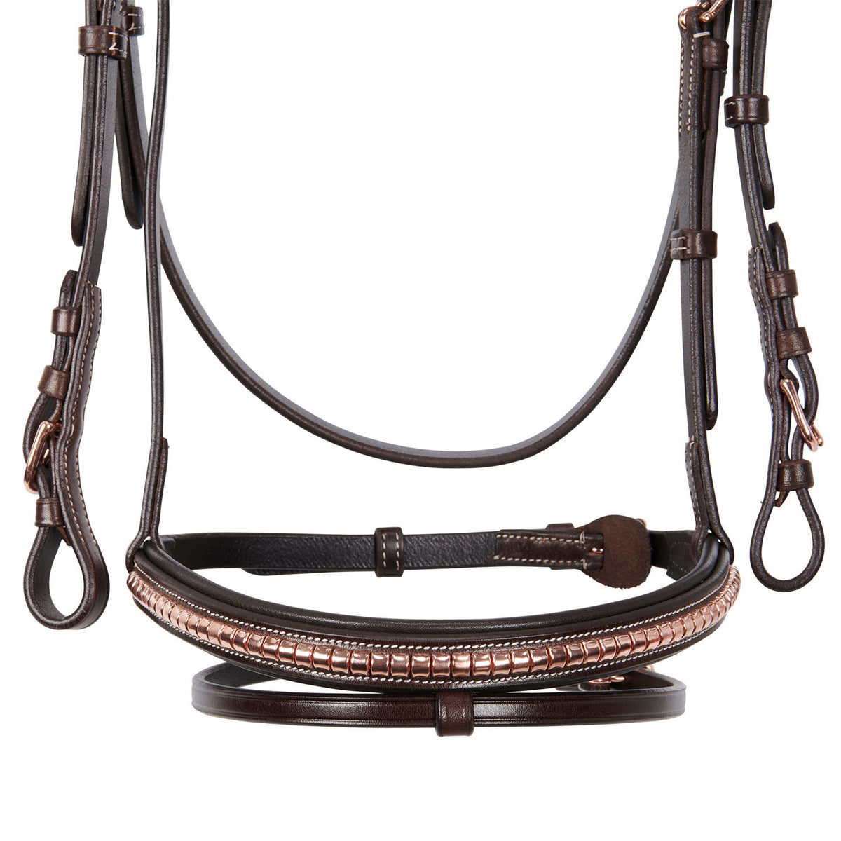 Equestro English clincher leather bridle colour rose gold