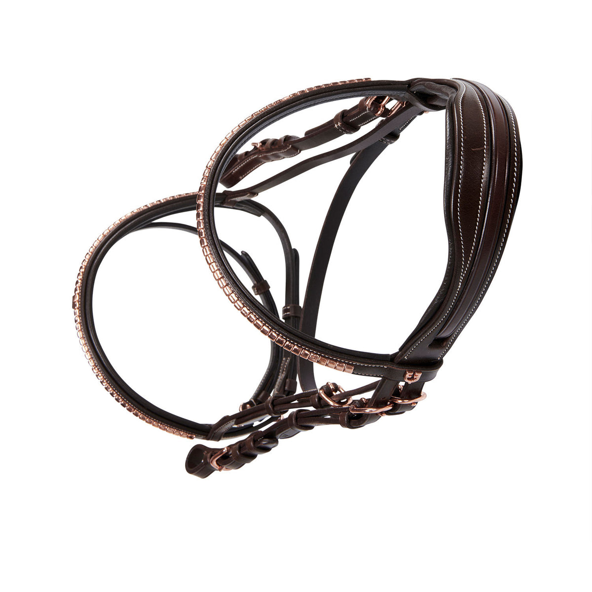 Equestro English clincher leather bridle colour rose gold