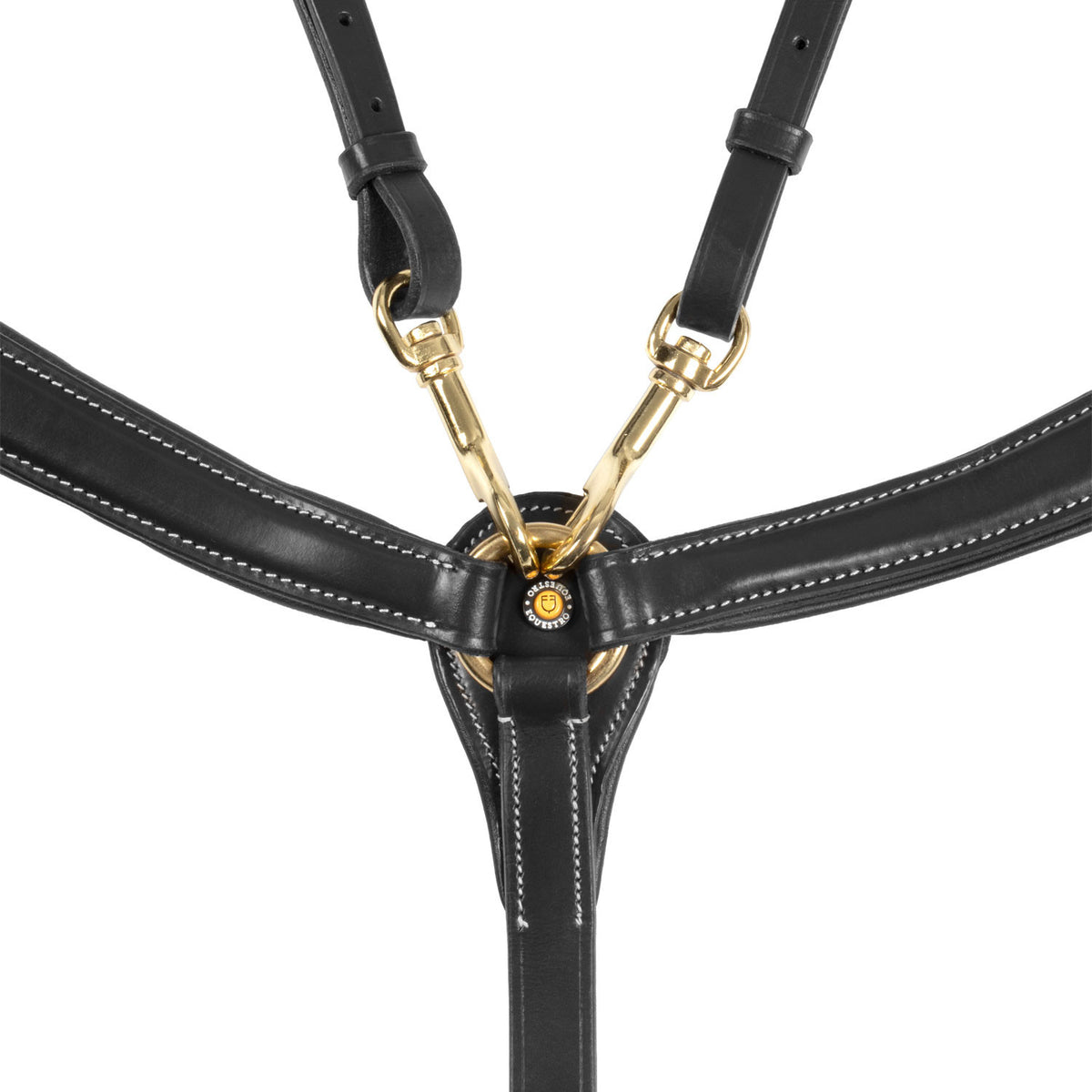 Equestro Tanned leather fork breastplate with steel buckles NEW