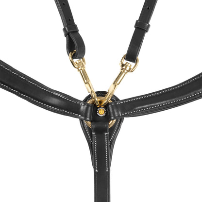 Equestro Tanned leather fork breastplate with steel buckles NEW
