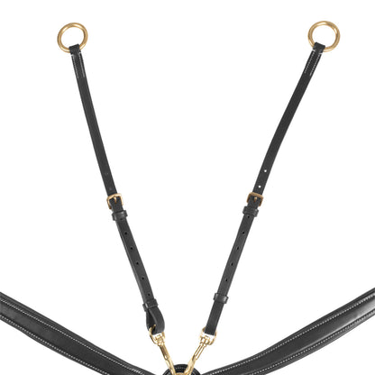 Equestro Tanned leather fork breastplate with steel buckles NEW