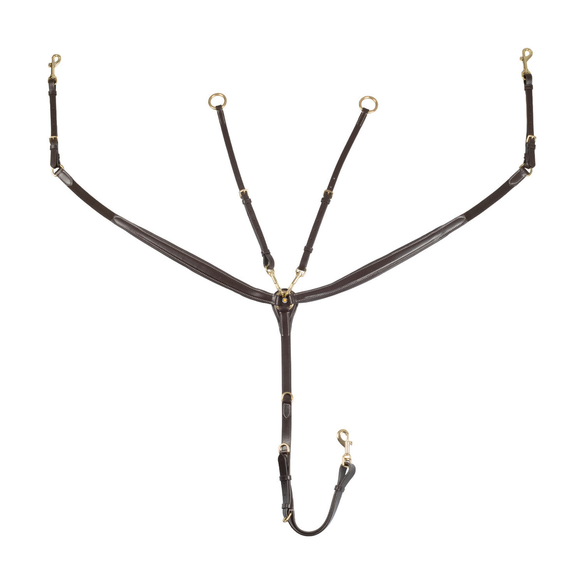 Equestro Tanned leather fork breastplate with steel buckles NEW