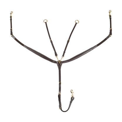 Equestro Tanned leather fork breastplate with steel buckles NEW