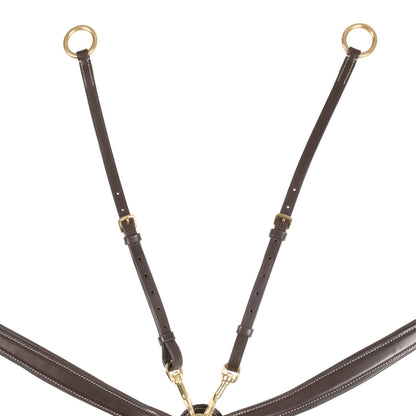 Equestro Tanned leather fork breastplate with steel buckles NEW