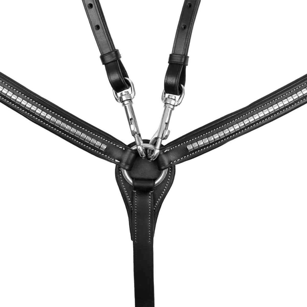 Equestro Tanned leather fork breastplate with silver clincher