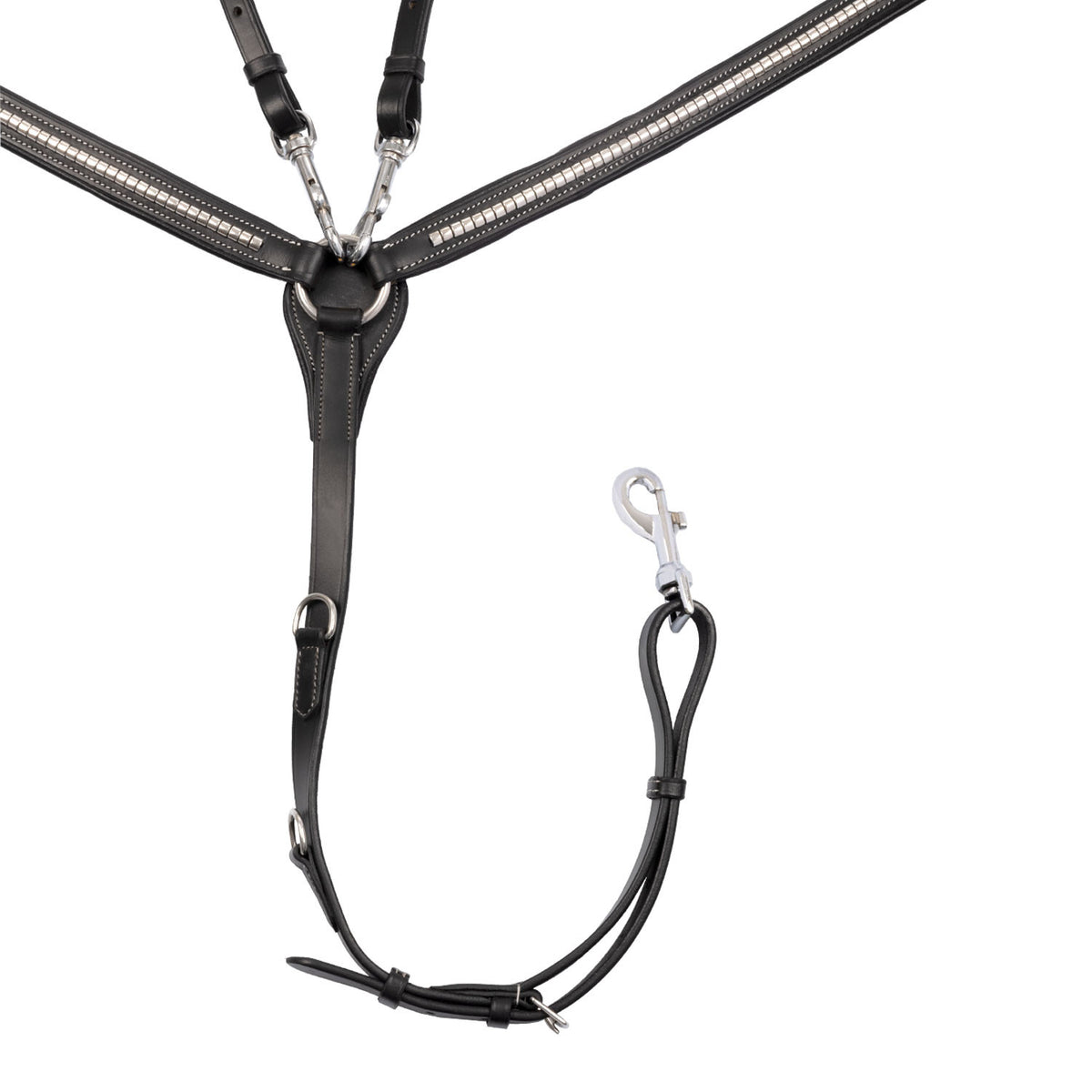 Equestro Tanned leather fork breastplate with silver clincher