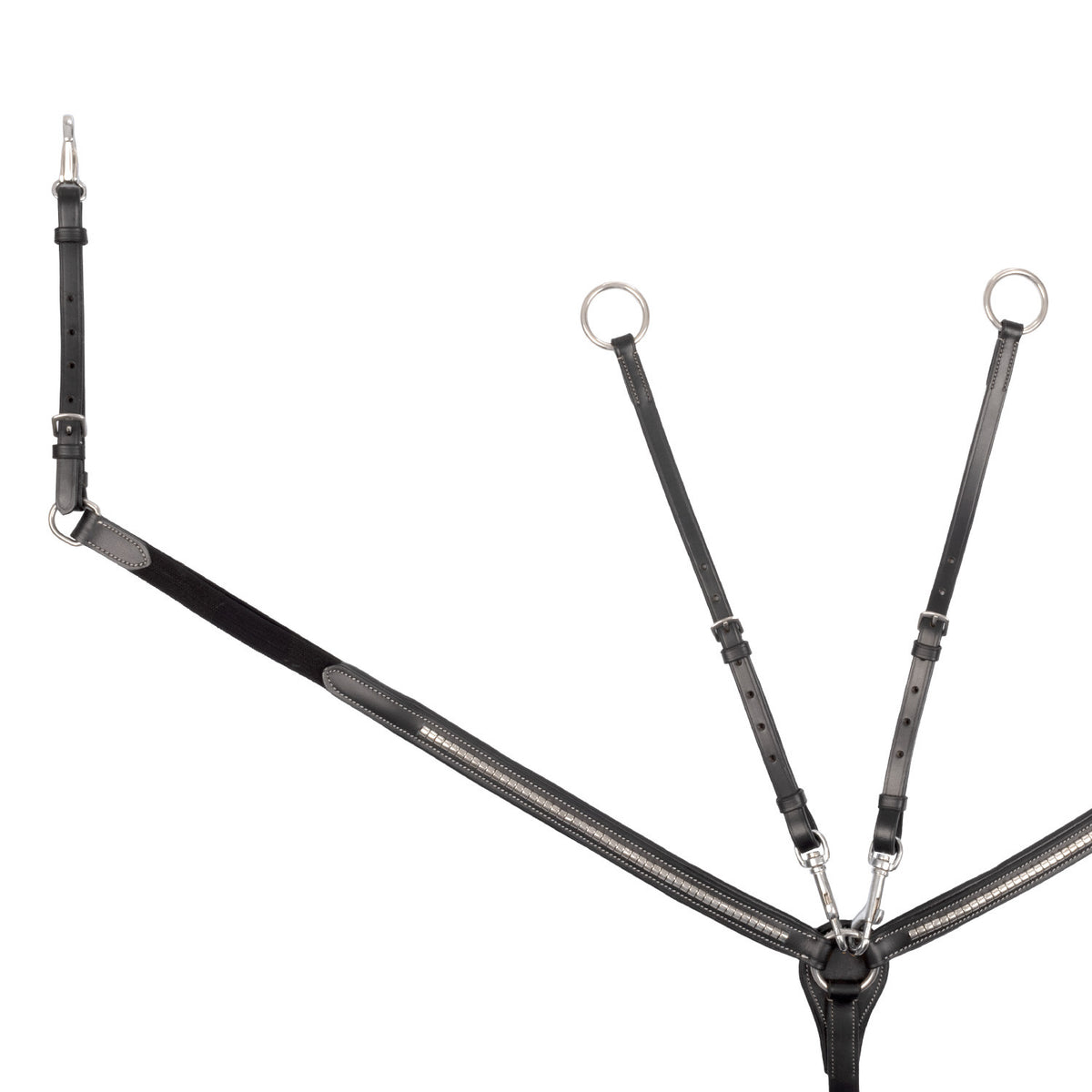 Equestro Tanned leather fork breastplate with silver clincher