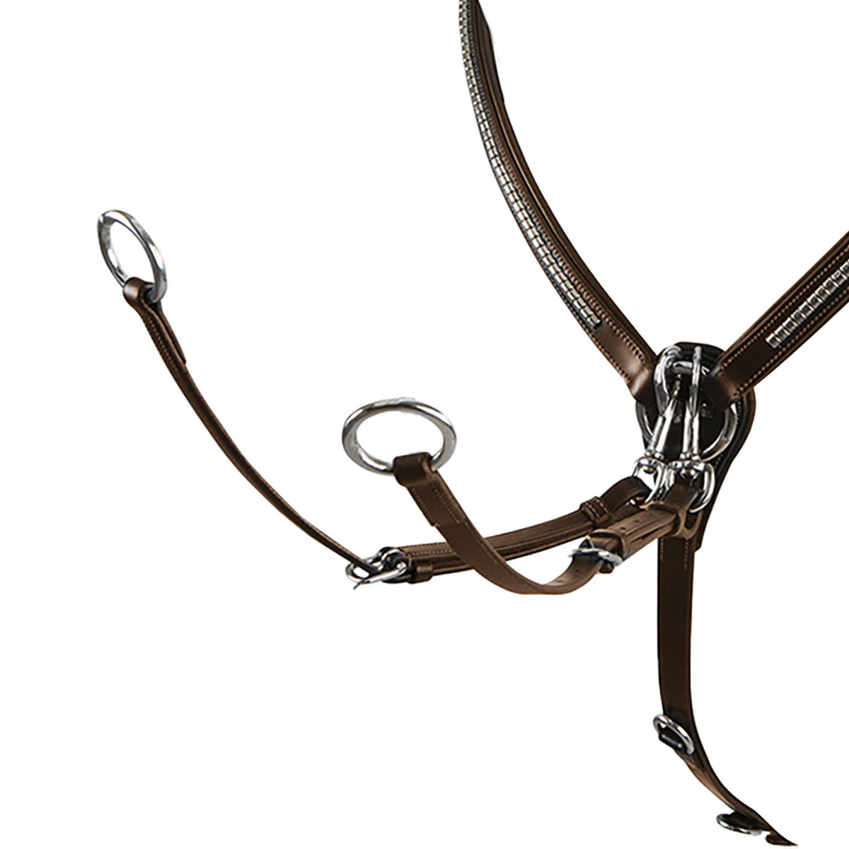 Equestro Tanned leather fork breastplate with silver clincher