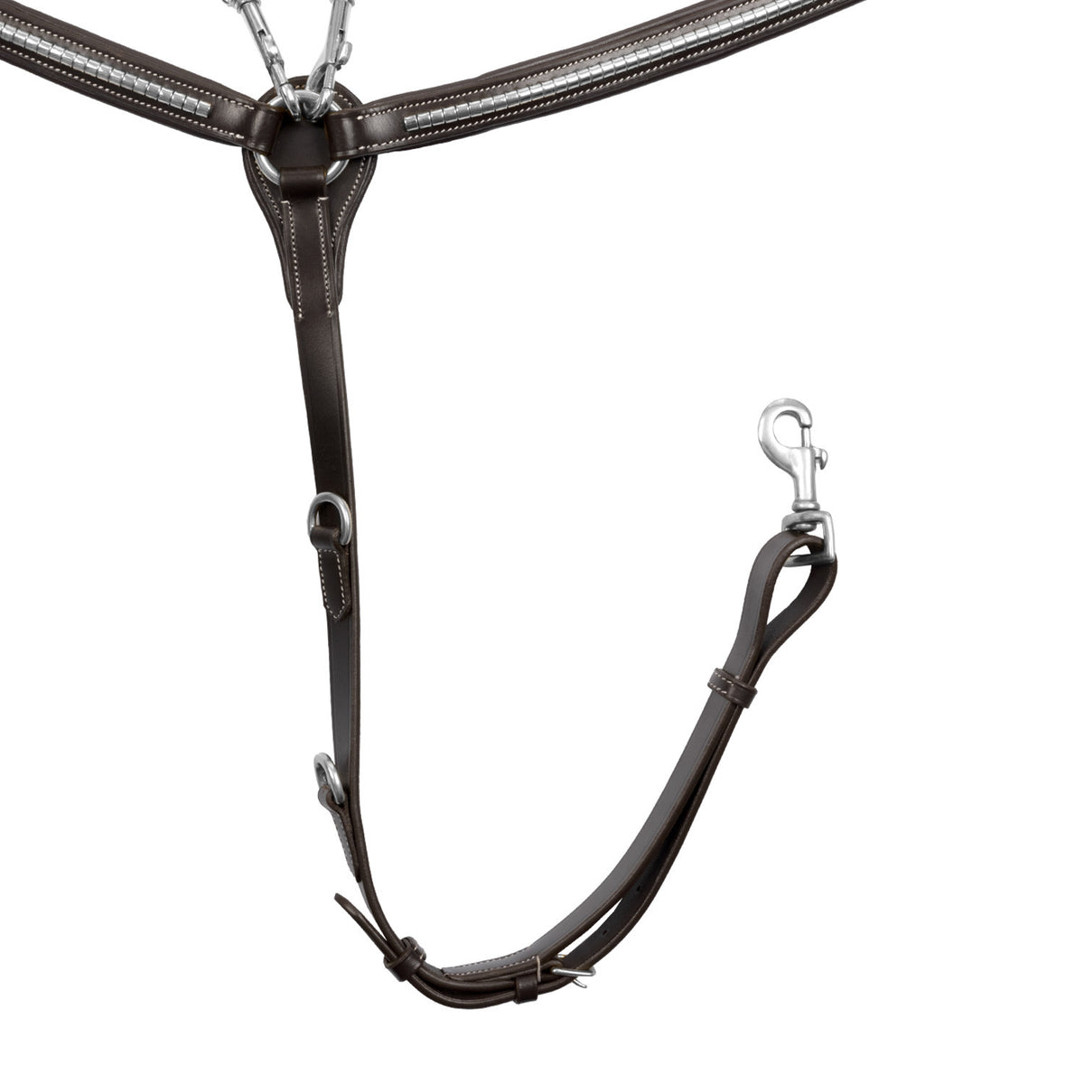 Equestro Tanned leather fork breastplate with silver clincher
