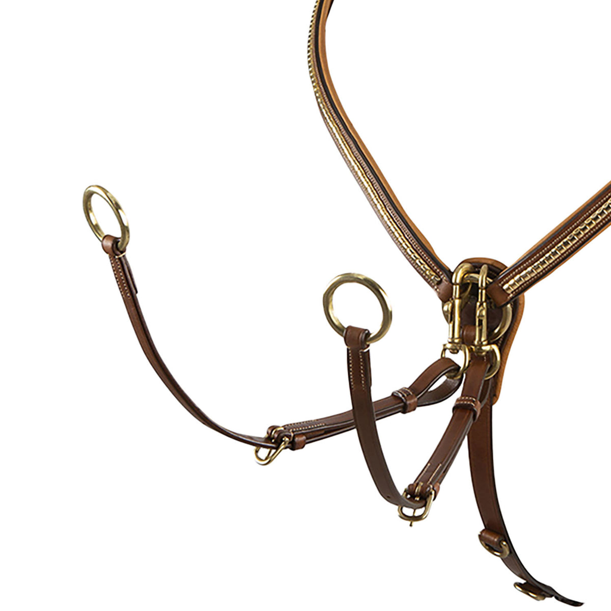 Equestro Tanned leather fork breastplate with brass clincher