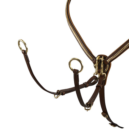 Equestro Tanned leather fork breastplate with brass clincher