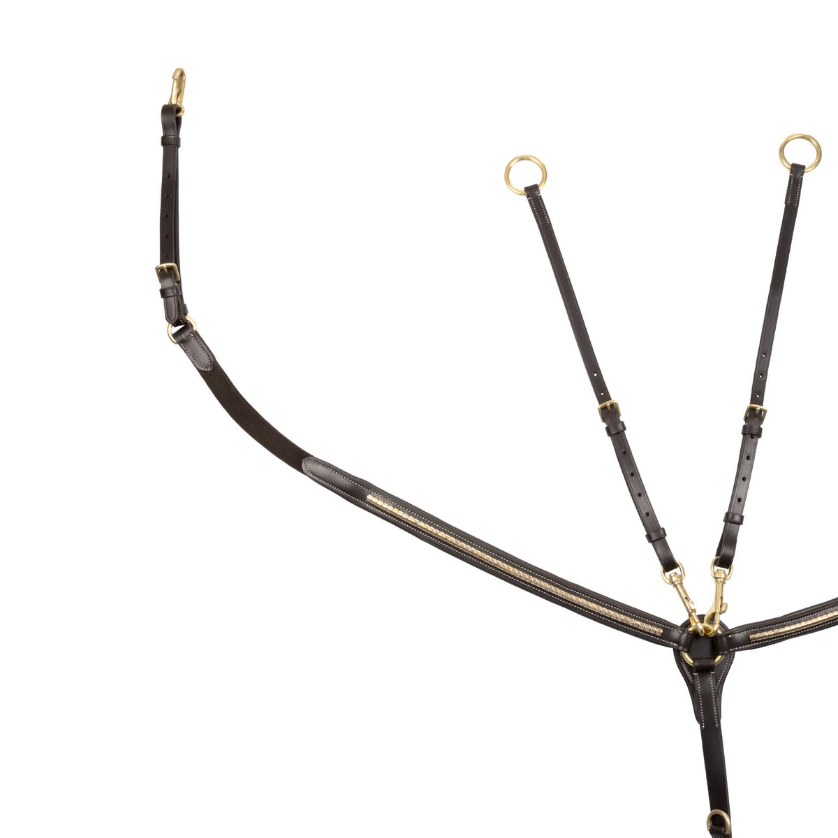 Equestro Tanned leather fork breastplate with brass clincher
