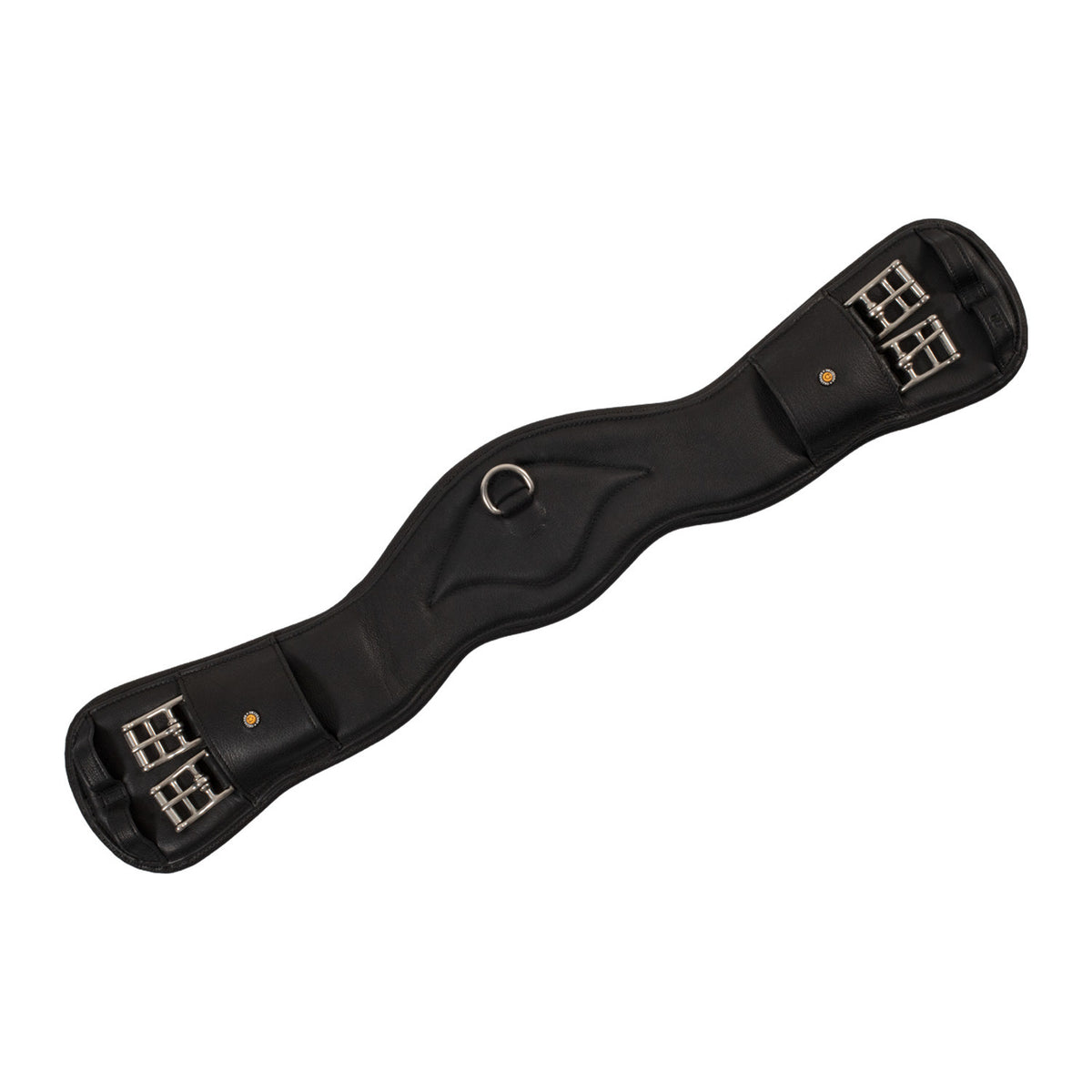 Equestro Shaped leather dressage girth with logo pin