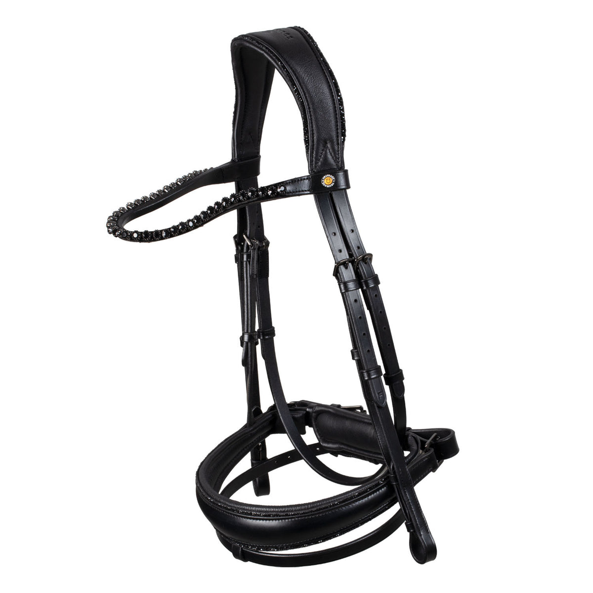 Equestro Anatomical leather dressage bridle with rhinestones