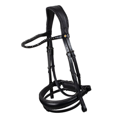 Equestro Anatomical leather dressage bridle with rhinestones