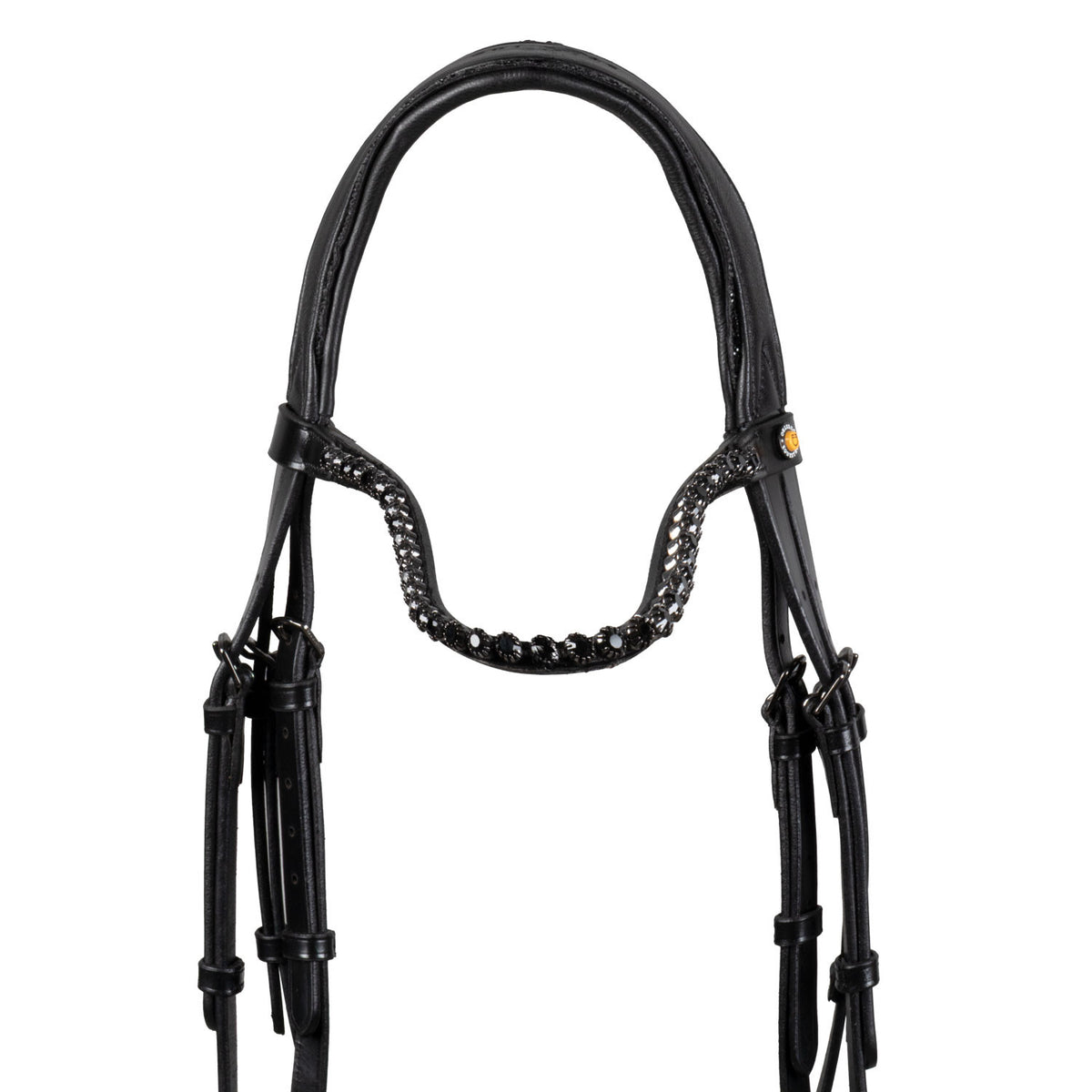 Equestro Anatomical leather dressage bridle with rhinestones