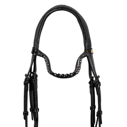 Equestro Anatomical leather dressage bridle with rhinestones