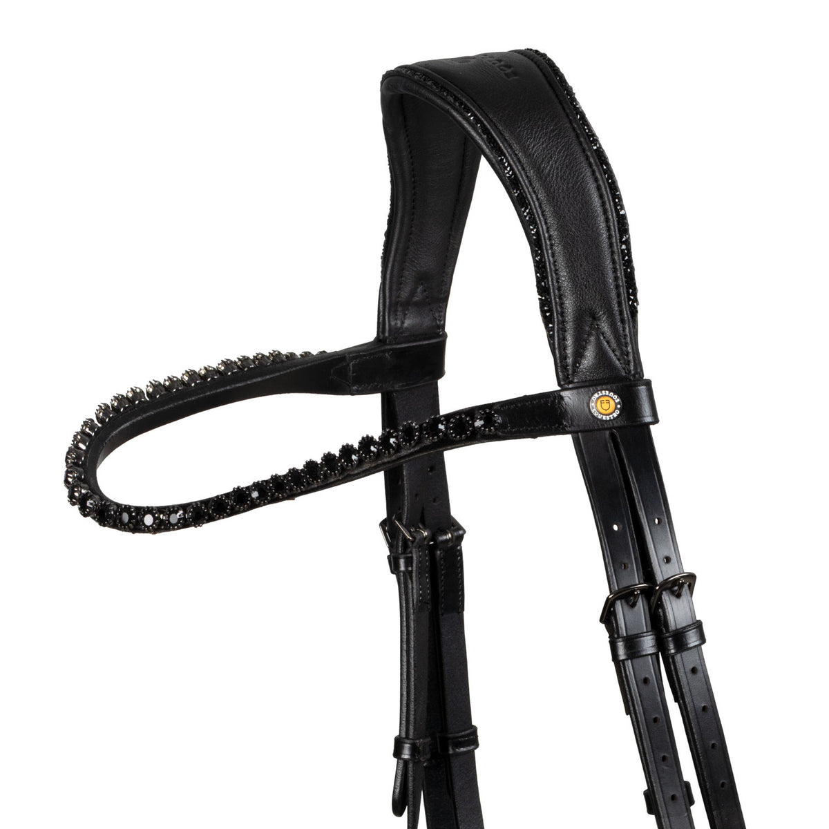 Equestro Anatomical leather dressage bridle with rhinestones