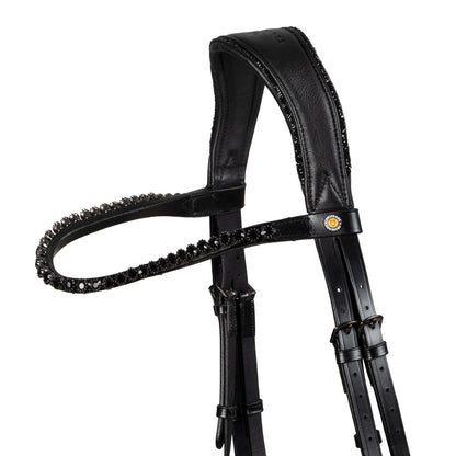 Equestro Anatomical leather dressage bridle with rhinestones