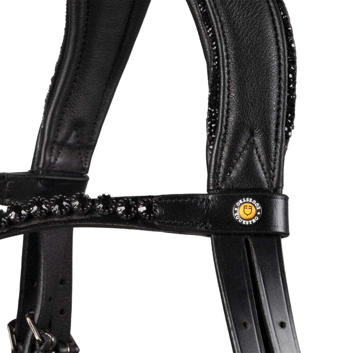 Equestro Anatomical leather dressage bridle with rhinestones