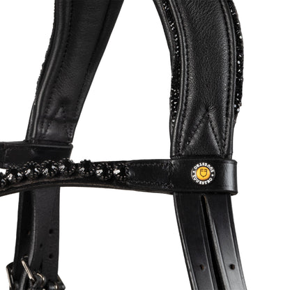 Equestro Anatomical leather dressage bridle with rhinestones