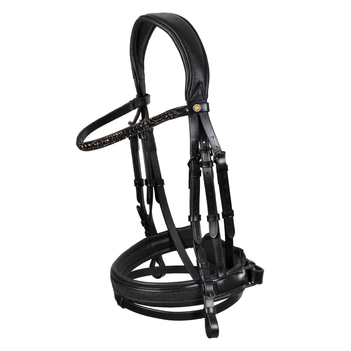Equestro English leather bridle with glittery noseband