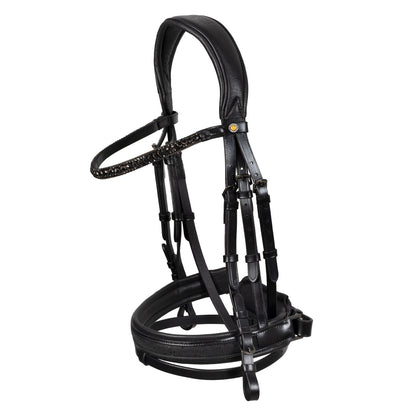Equestro English leather bridle with glittery noseband