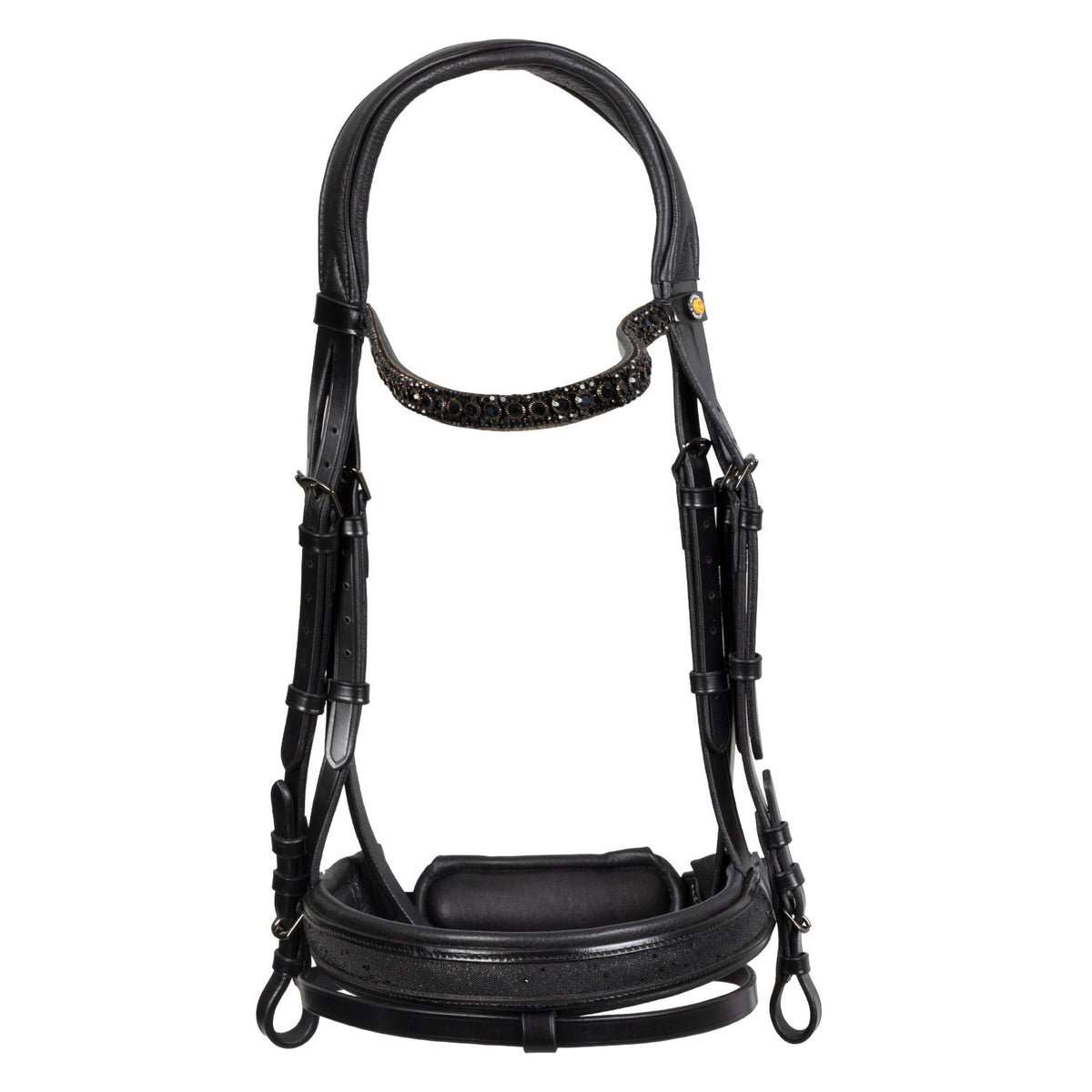 Equestro English leather bridle with glittery noseband