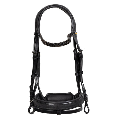 Equestro English leather bridle with glittery noseband