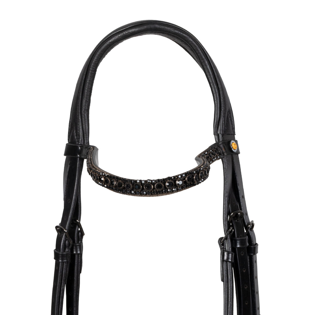 Equestro English leather bridle with glittery noseband