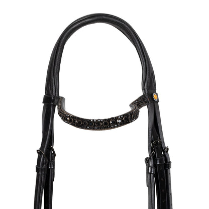 Equestro English leather bridle with glittery noseband