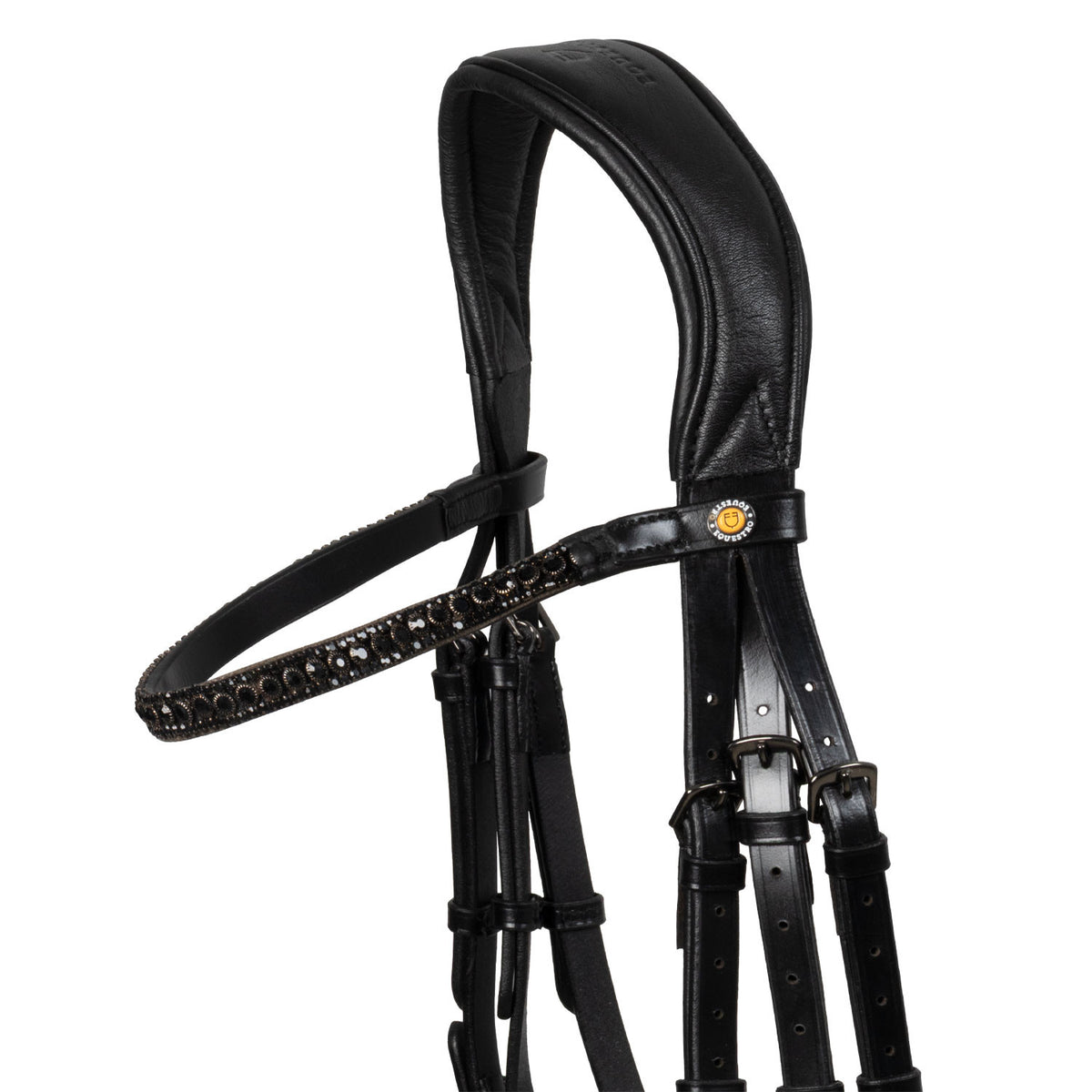 Equestro English leather bridle with glittery noseband