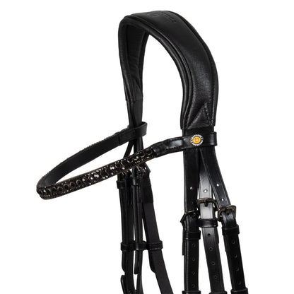 Equestro English leather bridle with glittery noseband