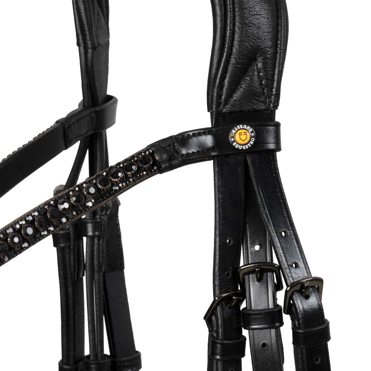 Equestro English leather bridle with glittery noseband