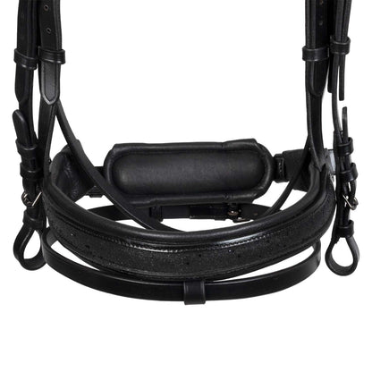 Equestro English leather bridle with glittery noseband