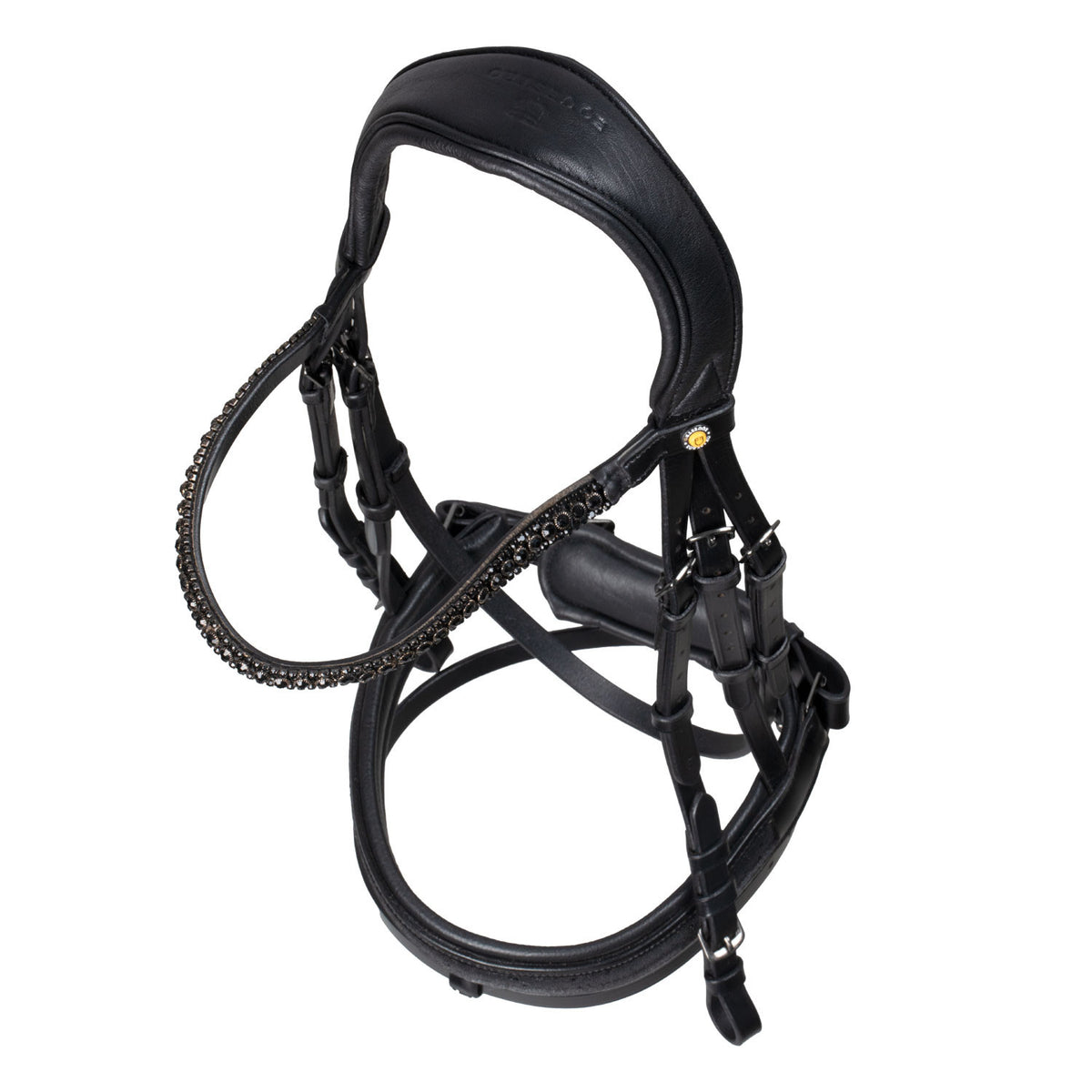 Equestro English leather bridle with glittery noseband