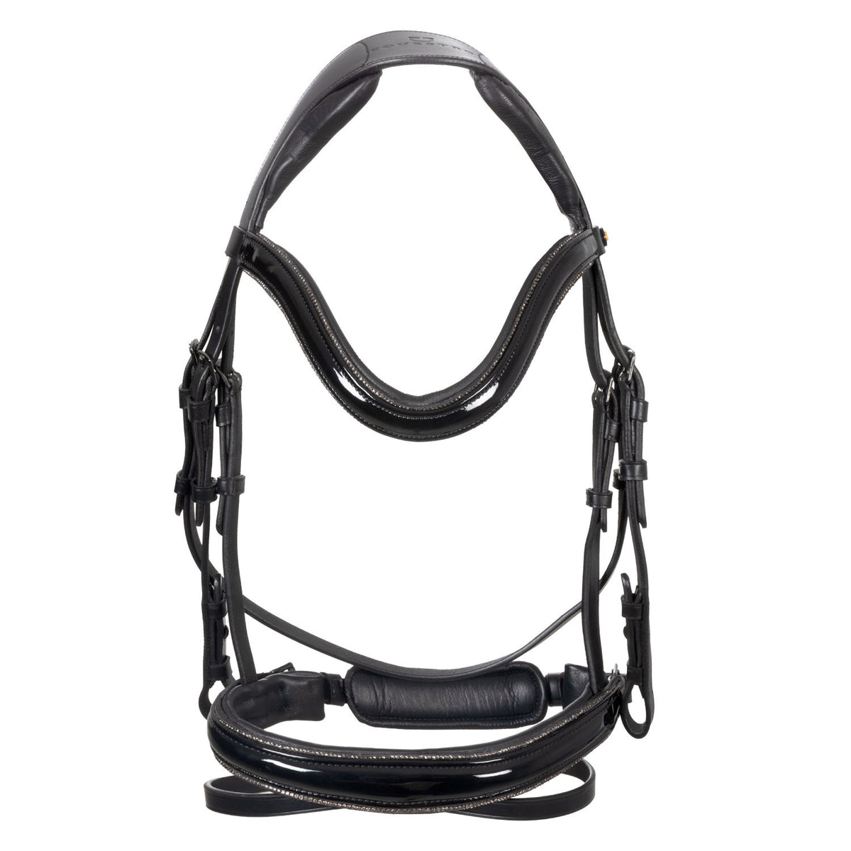 Equestro English bridle in polished leather with rhinestones
