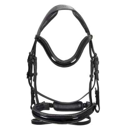 Equestro English bridle in polished leather with rhinestones