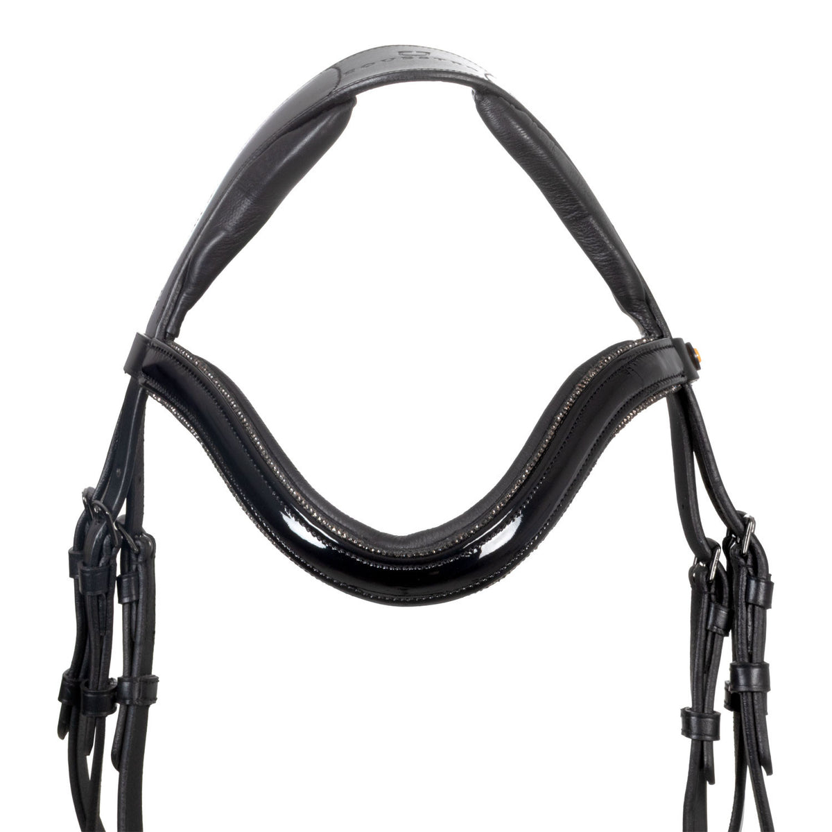 Equestro English bridle in polished leather with rhinestones