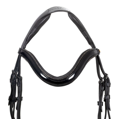Equestro English bridle in polished leather with rhinestones